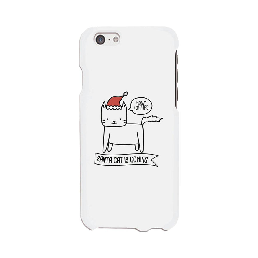 Meowy Catmas Santa Cat Is Coming White Phone Case