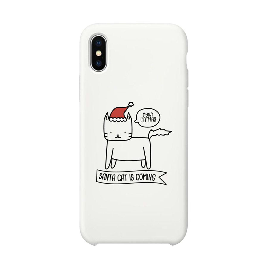 Meowy Catmas Santa Cat Is Coming White Phone Case