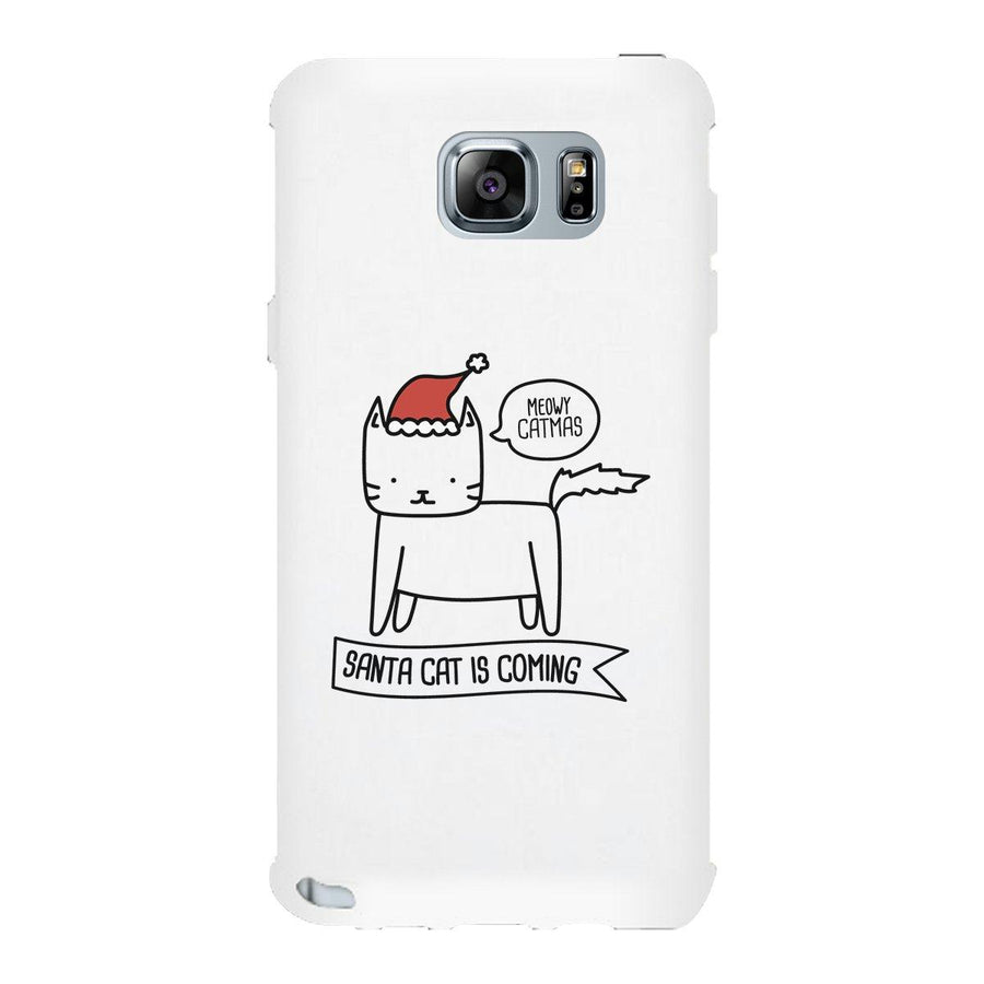 Meowy Catmas Santa Cat Is Coming White Phone Case