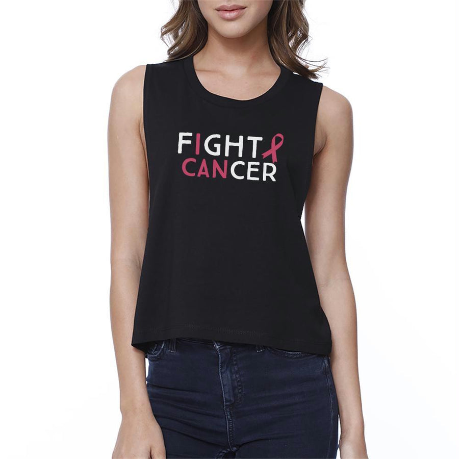 Fight Cancer I Can Womens Black Crop Top