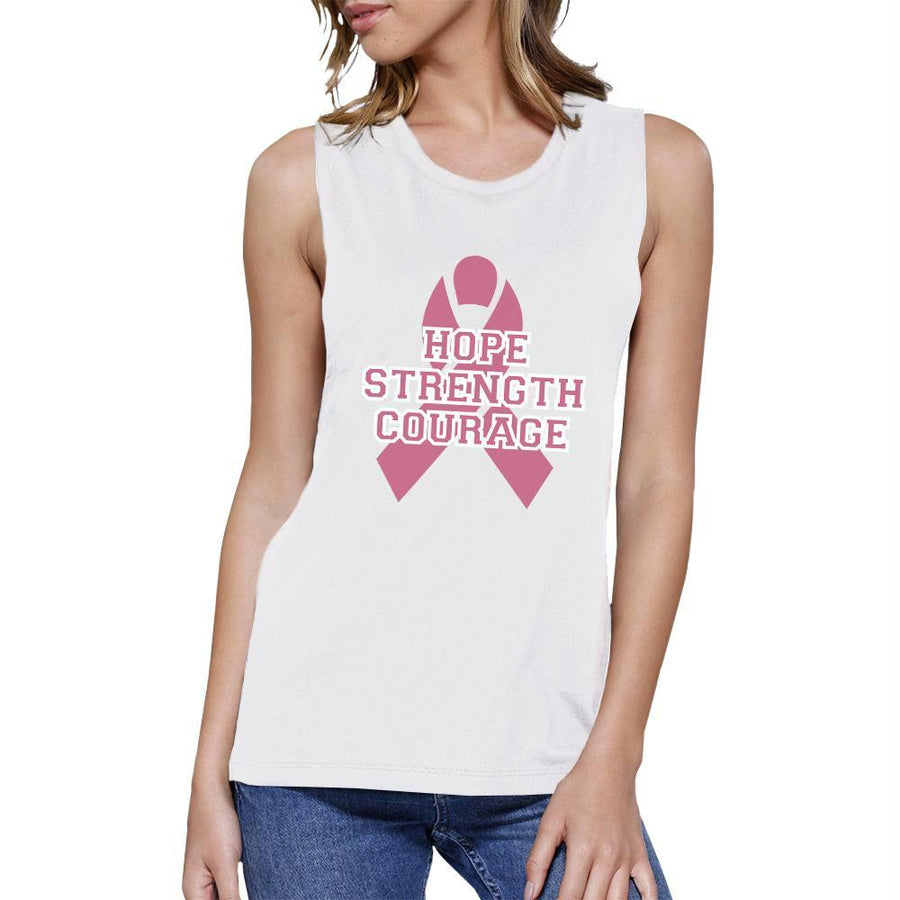 Hope Strength Courage Womens White Muscle Top