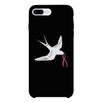 Pink Ribbon And Swallows Birds Black Phone Case