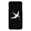 Pink Ribbon And Swallows Birds Black Phone Case