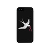 Pink Ribbon And Swallows Birds Black Phone Case