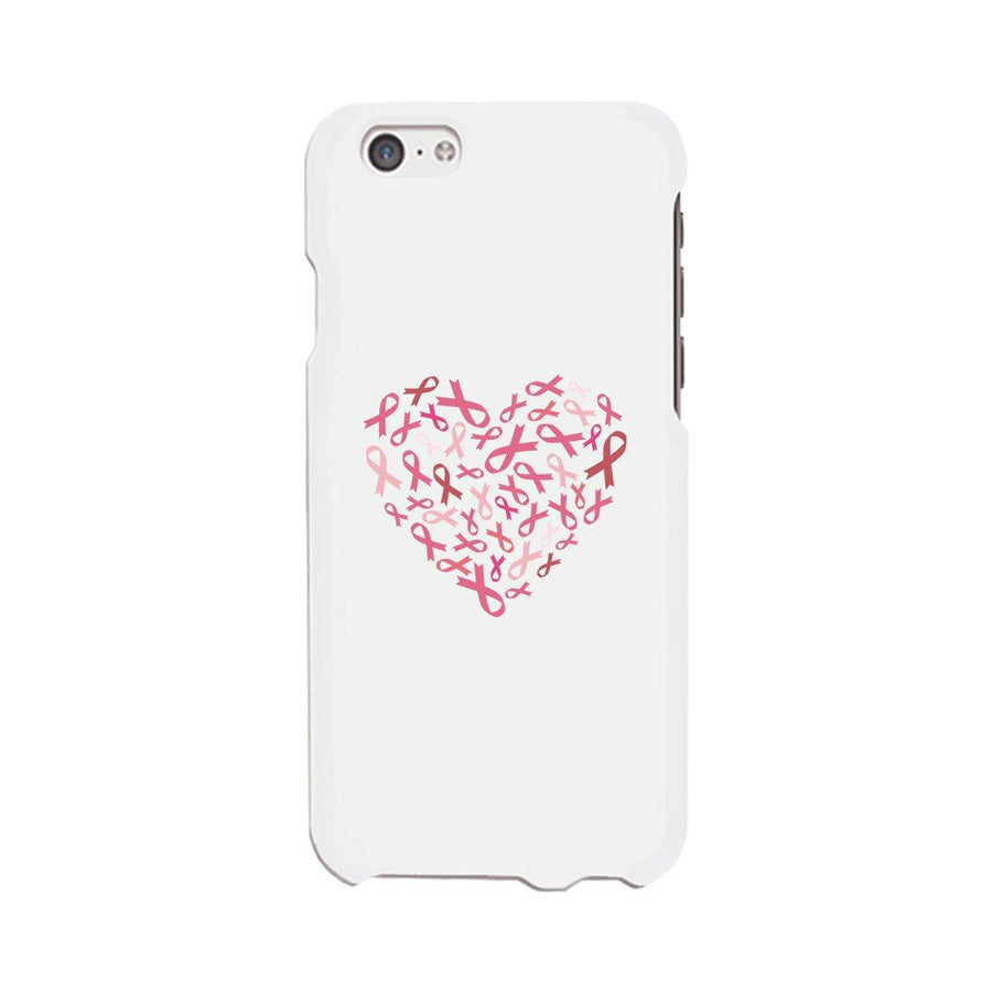 Pink Ribbon Heart White Phone Case