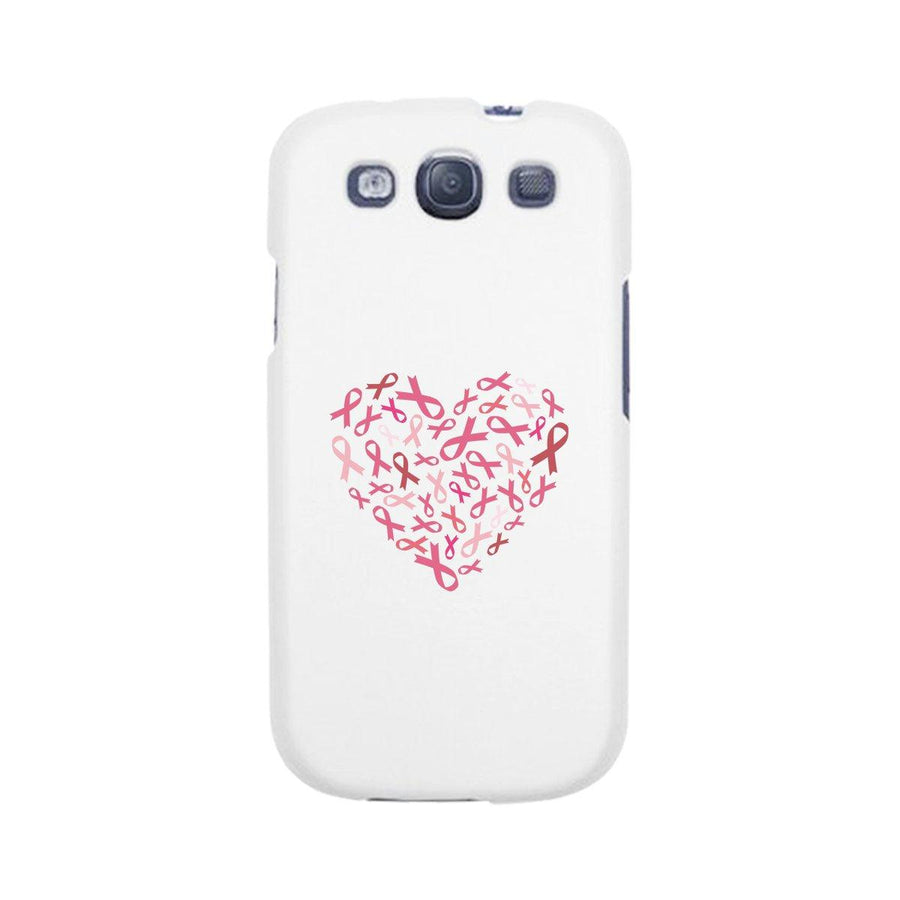 Pink Ribbon Heart White Phone Case