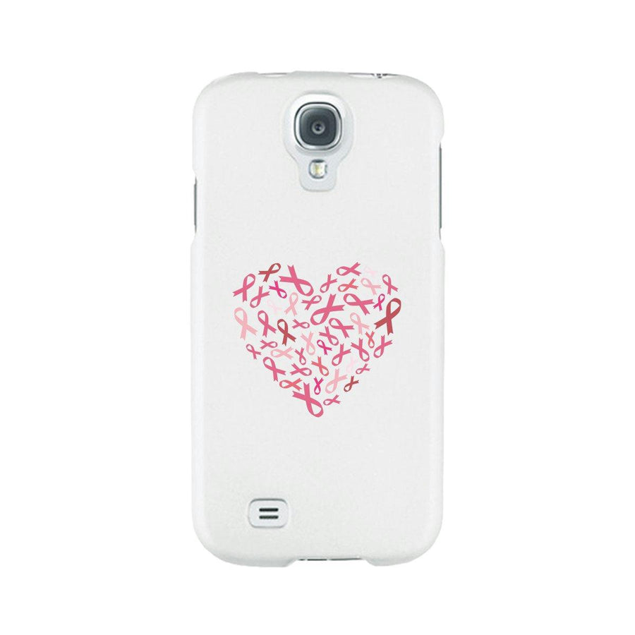 Pink Ribbon Heart White Phone Case