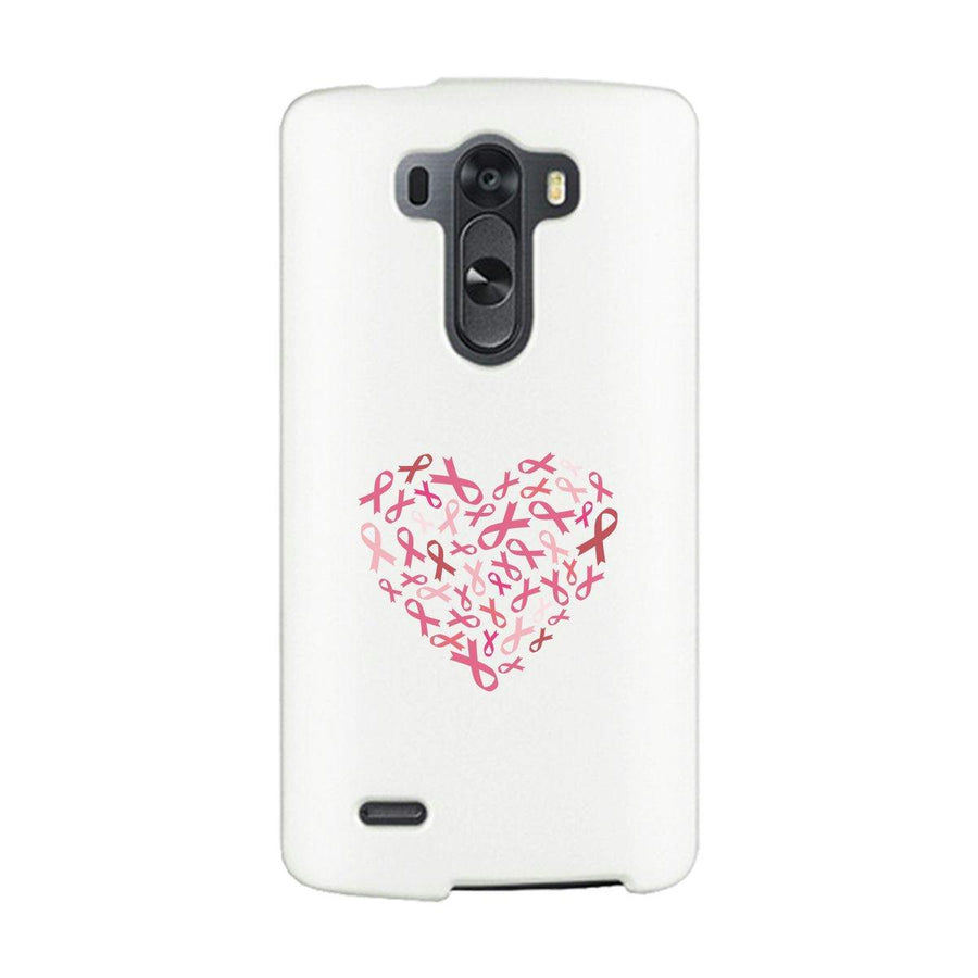 Pink Ribbon Heart White Phone Case