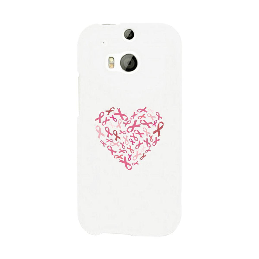 Pink Ribbon Heart White Phone Case