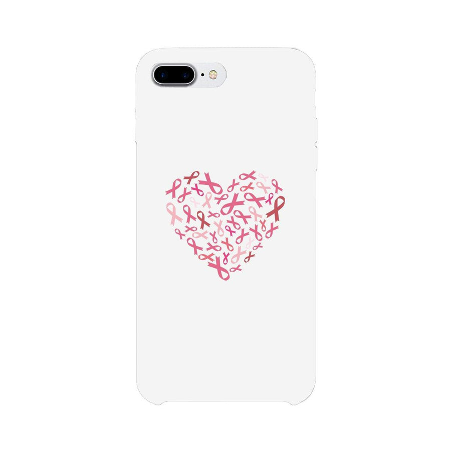 Pink Ribbon Heart White Phone Case