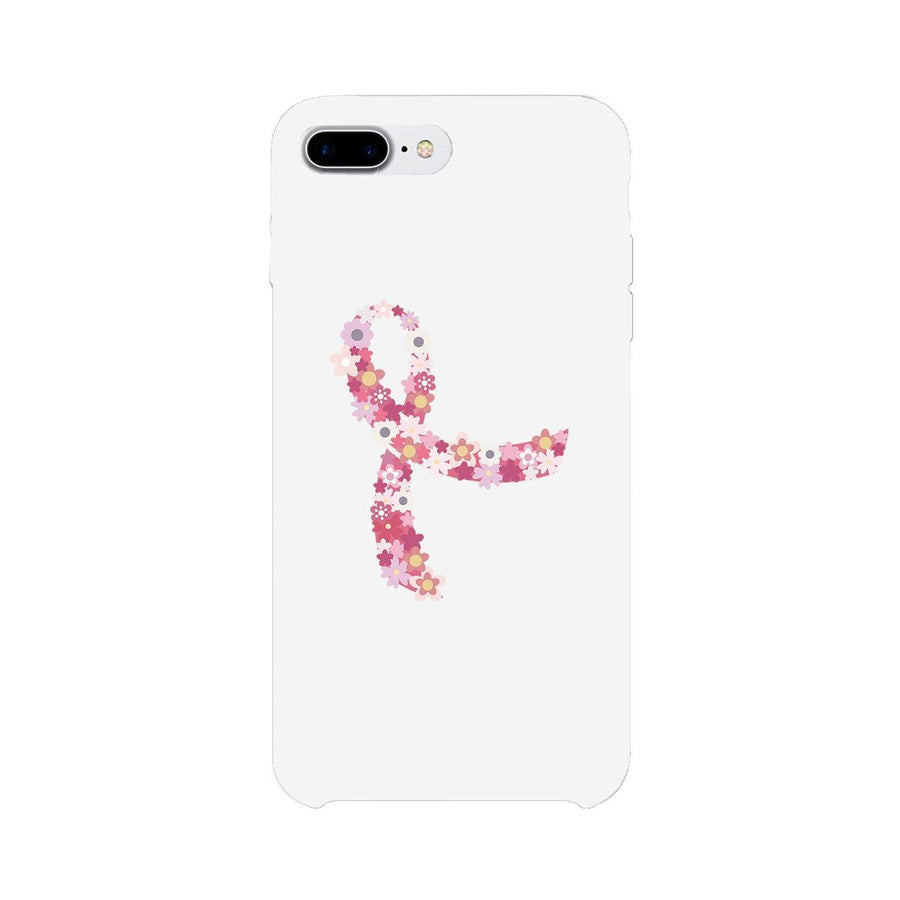 Pink Floral Ribbon White Phone Case