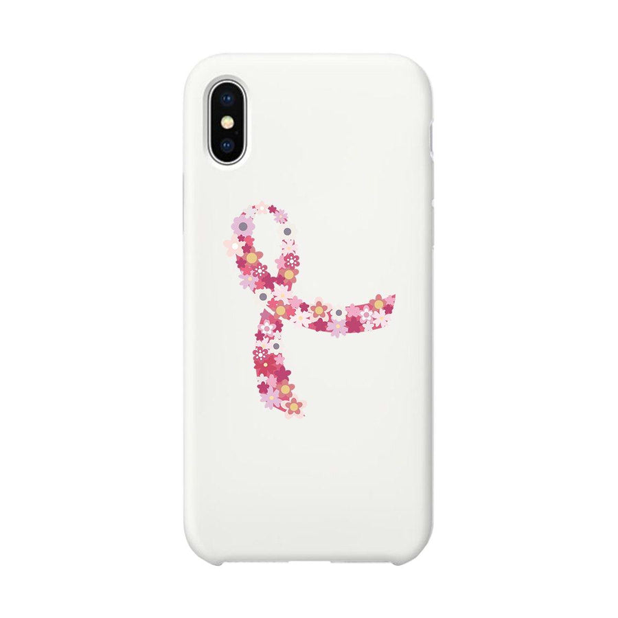 Pink Floral Ribbon White Phone Case