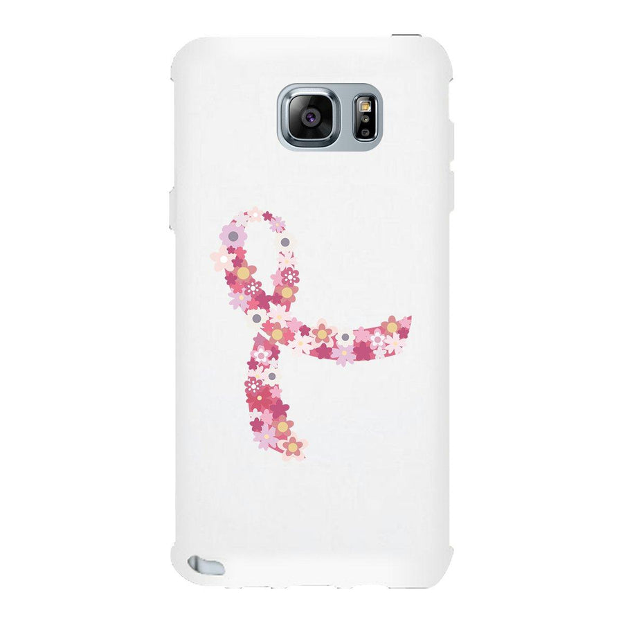 Pink Floral Ribbon White Phone Case