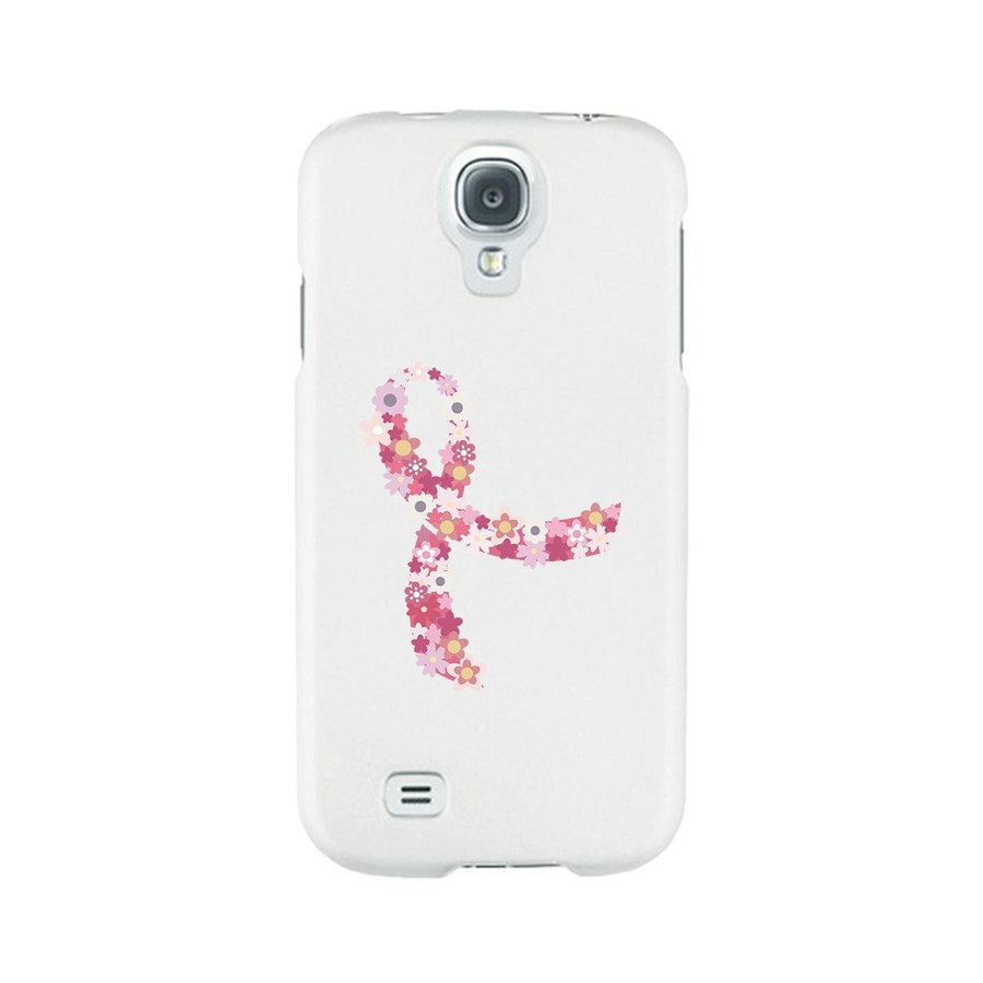 Pink Floral Ribbon White Phone Case