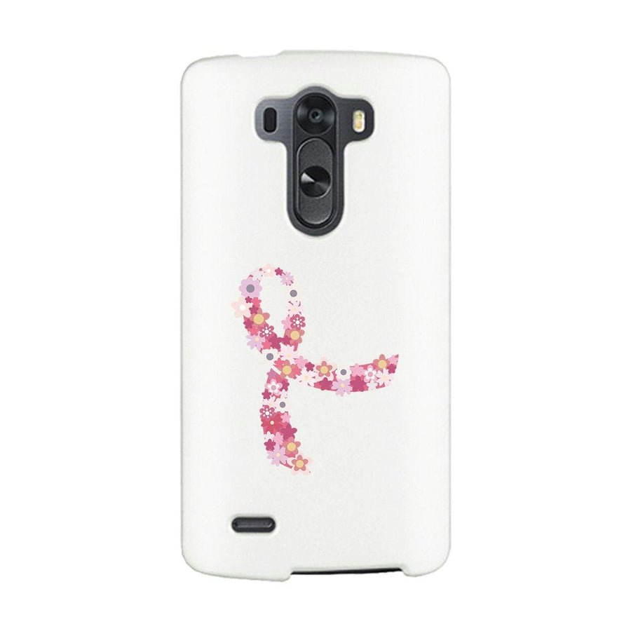 Pink Floral Ribbon White Phone Case