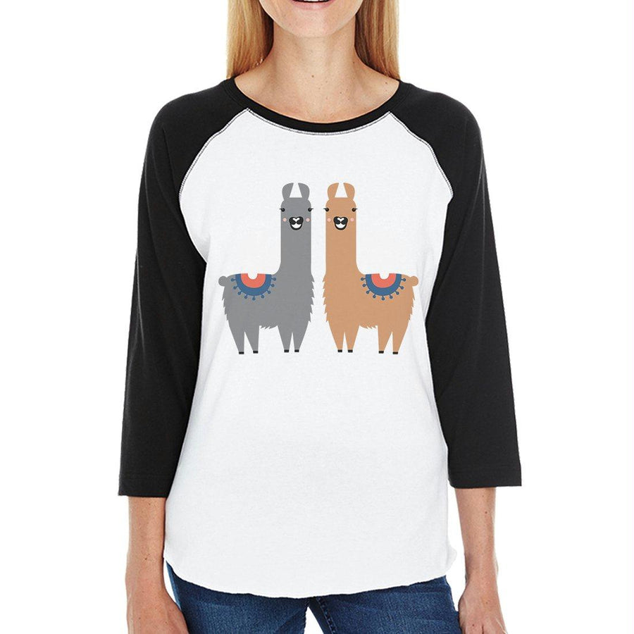 Llama Pattern Womens Baseball Tee