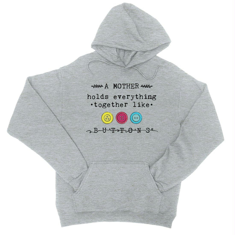 Mother Like Buttons Mens/Unisex Pullover Hooded Sweatshirt Cute Mothers Day Gifts