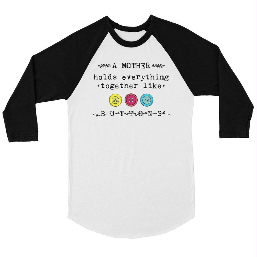 Mother Like Buttons Womens Baseball Tee