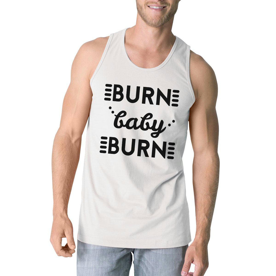 Burn Baby Mens Funny Work Out Lightweight Tank Top Gym Fitness Gift