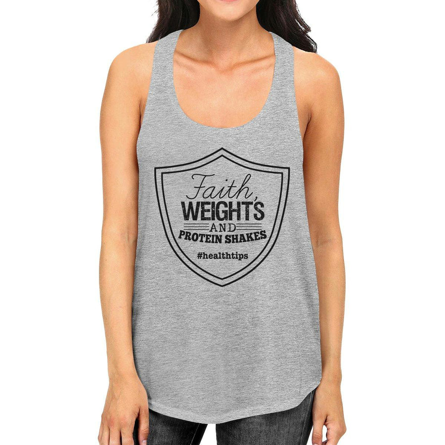 Faith Weights Womens Cute Fitness Tank Top Funny Gym Friends Gifts