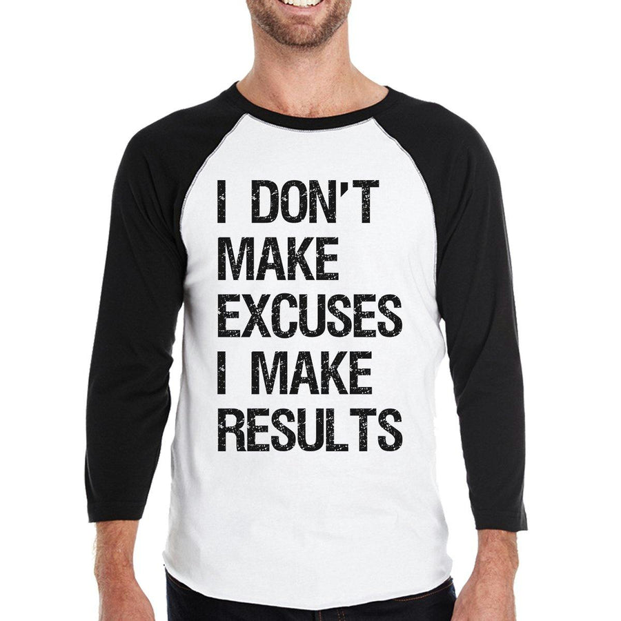 Excuses Results Mens Baseball Shirt Funny Graphic Baseball T-Shirt