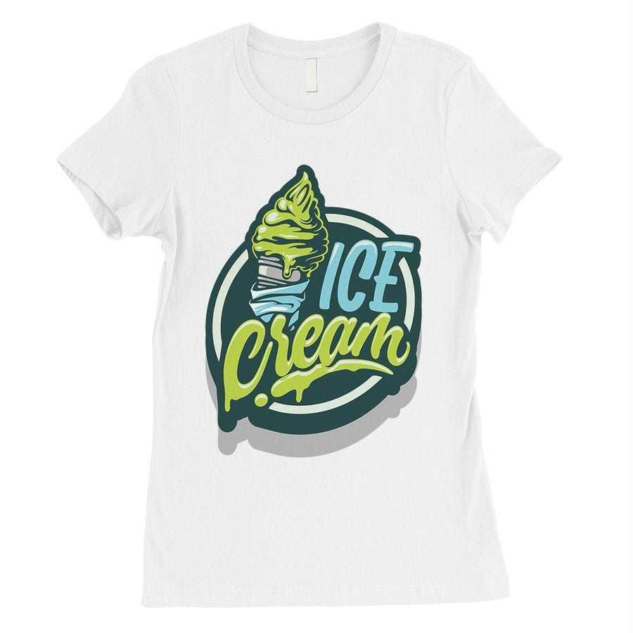 Green Ice Cream Womens Funny Graphic T-Shirt Vintage Style Tee