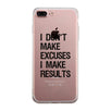 Excuses Results Clear Case Funny Gym Gift Phone Case Slim Fit Cover