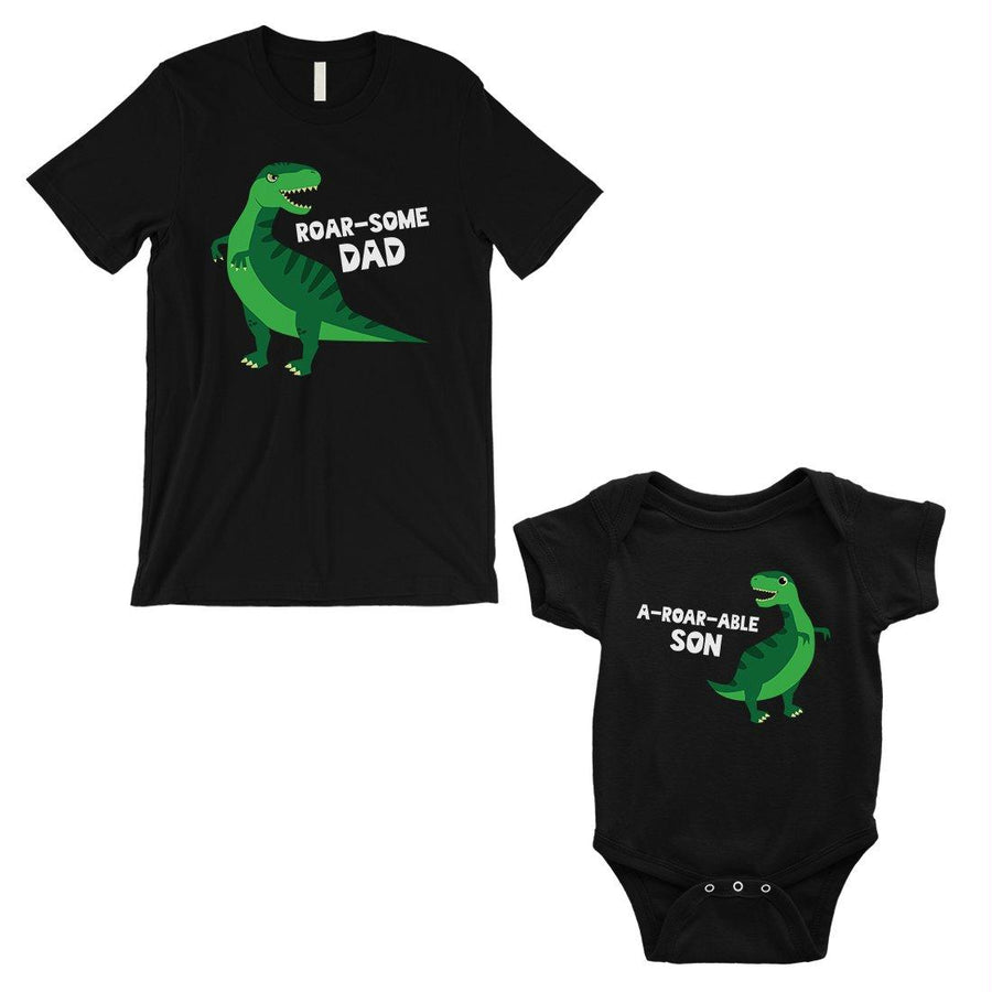 Roarsome Aroarable Dino Dad and Baby Matching Outfits Black