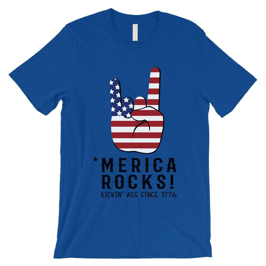 Merica Rocks T-Shirt Mens Veterans 4th of July Shirt Army Dad Gift