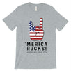 Merica Rocks T-Shirt Mens Veterans 4th of July Shirt Army Dad Gift