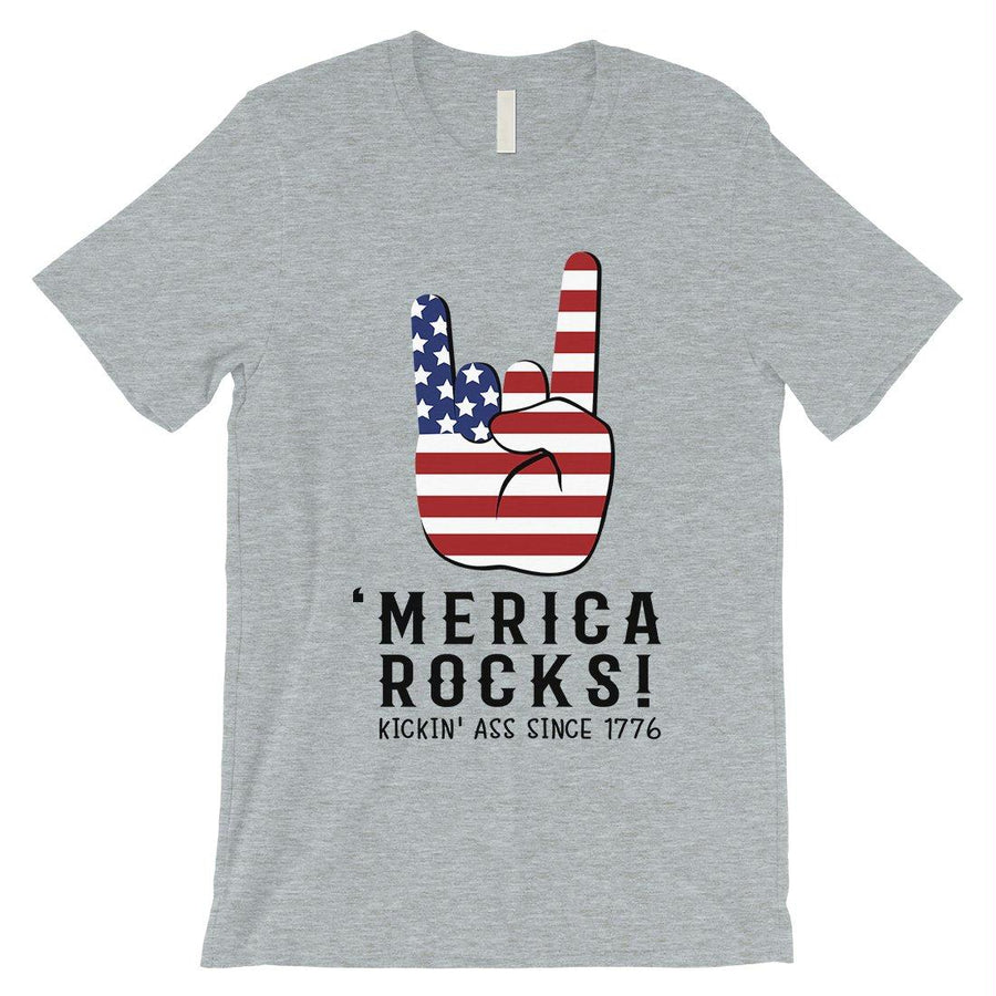 Merica Rocks T-Shirt Mens Veterans 4th of July Shirt Army Dad Gift