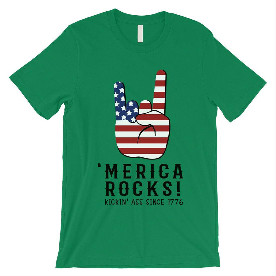 Merica Rocks T-Shirt Mens Veterans 4th of July Shirt Army Dad Gift