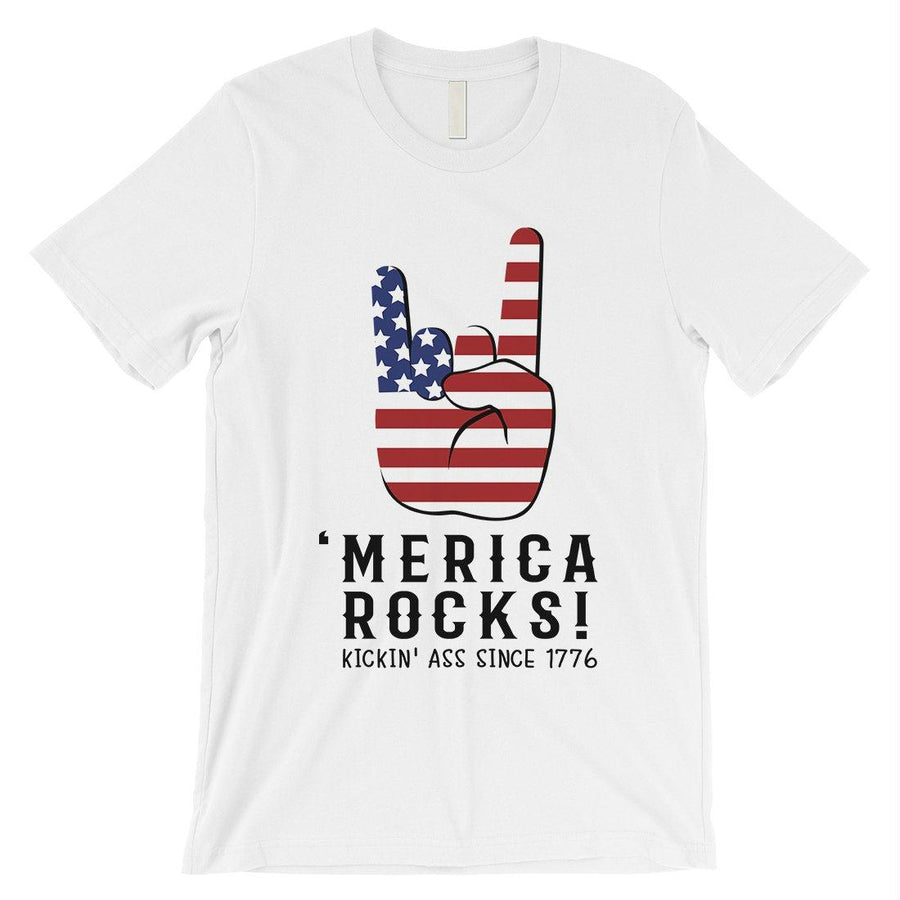 Merica Rocks T-Shirt Mens Veterans 4th of July Shirt Army Dad Gift