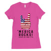 Merica Rocks Womens Cute Graphic T-Shirt Funny 4th of July Outfit