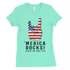 Merica Rocks Womens Cute Graphic T-Shirt Funny 4th of July Outfit