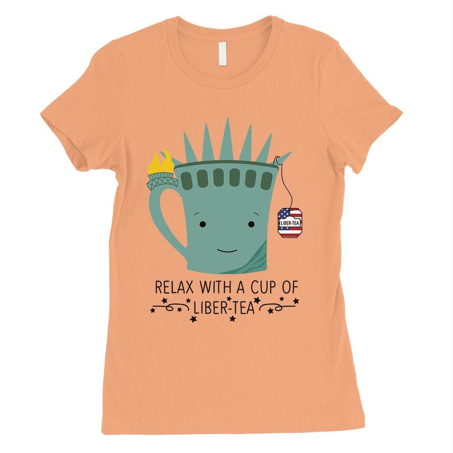 Cup Of Liber-Tea Shirt Womens Short Sleeve Round Neck July 4th Tee