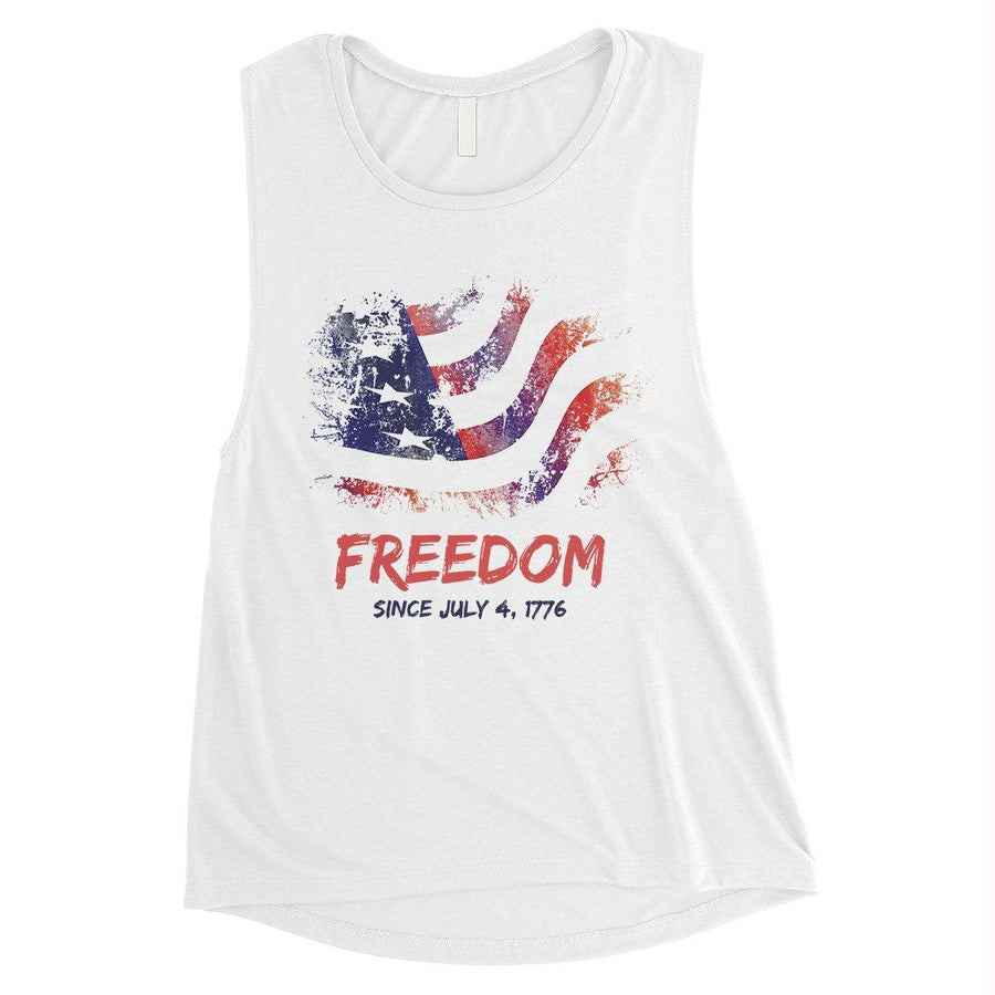 Freedom Since July 4th Outfit Womens Cute Workout Muscle Tank Top