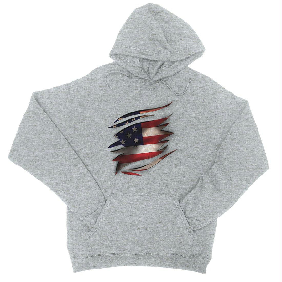 American Flag Ripped Hoodie Unisex 4th Of July Hooded Sweatshirt