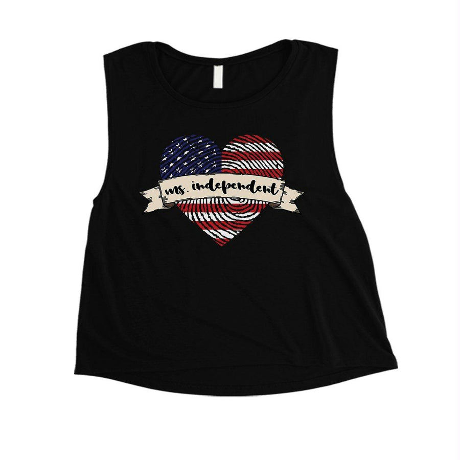 Miss Independent Womens Workout Crop Tee Cute 4th Of July Shirt