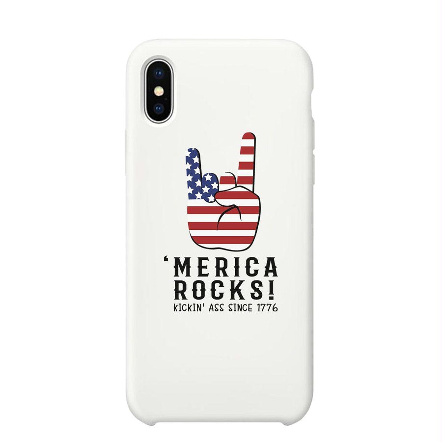 Merica Rocks Phone Case 4th of July Gift Unique Graphic Phone Cover