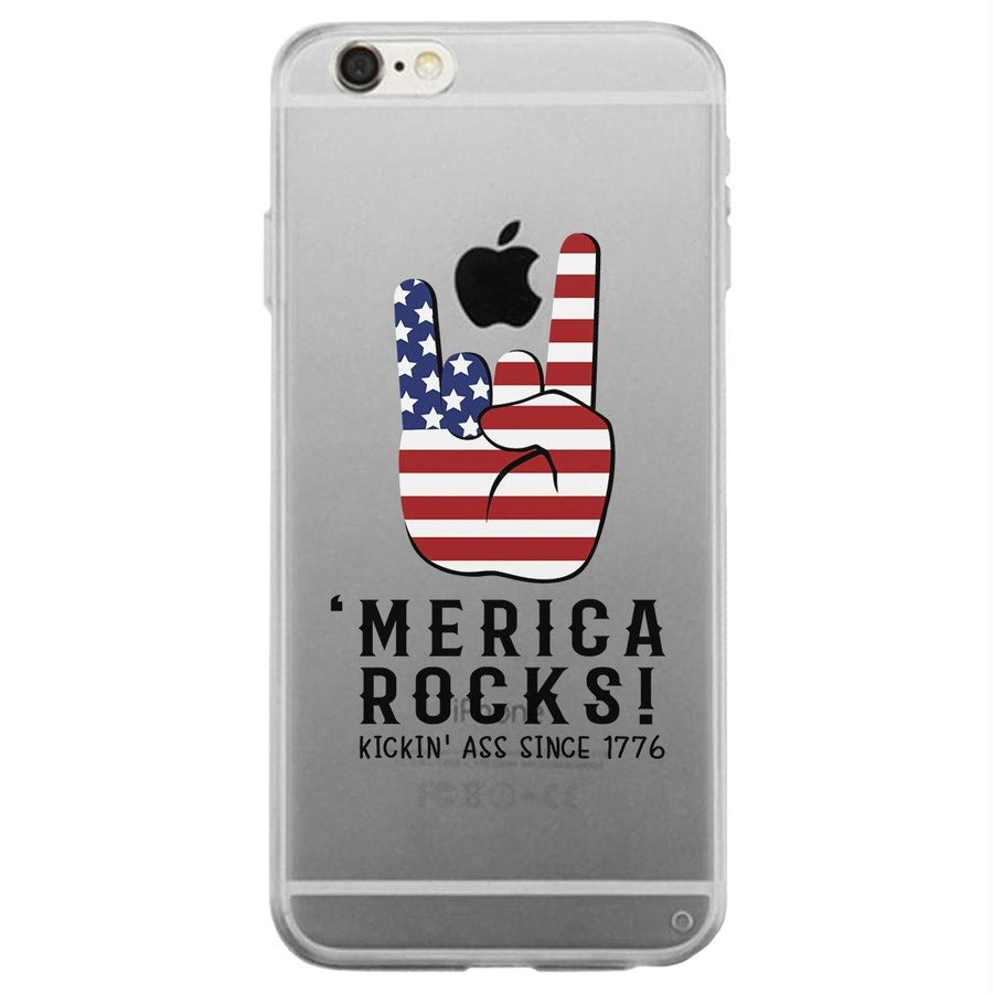 Merica Rocks Clear Phone Case Unique 4th of July Gift Phone Cover