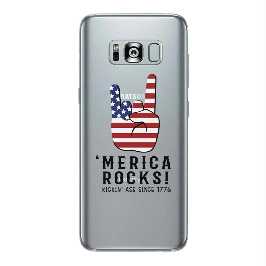 Merica Rocks Clear Phone Case Unique 4th of July Gift Phone Cover