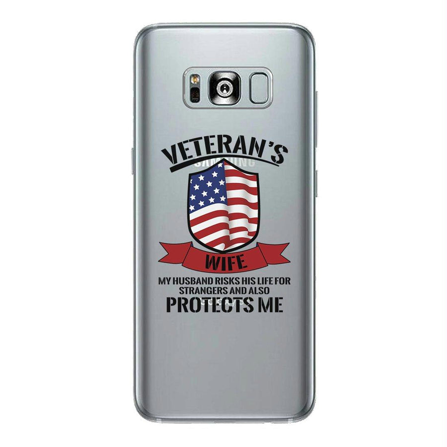 Veteran's Wife Clear Phone Case Cute July 4th Graphic Phone Cover