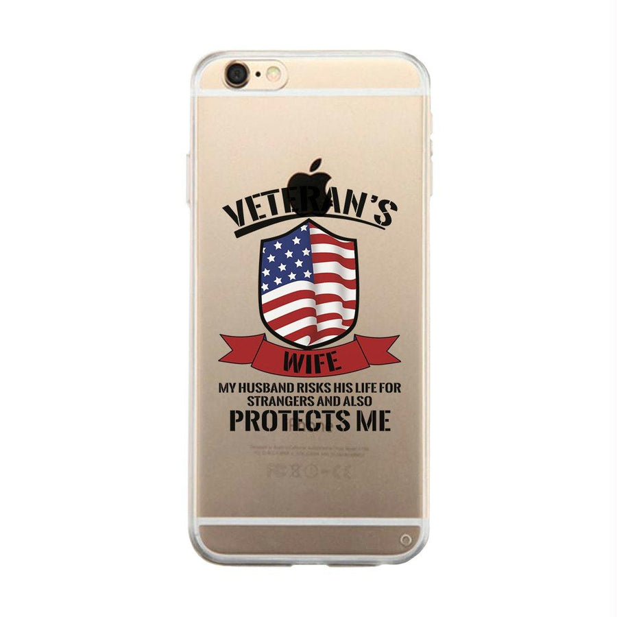 Veteran's Wife Clear Phone Case Cute July 4th Graphic Phone Cover