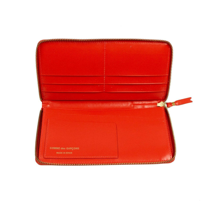 Leather Zip Around Wallet - Red