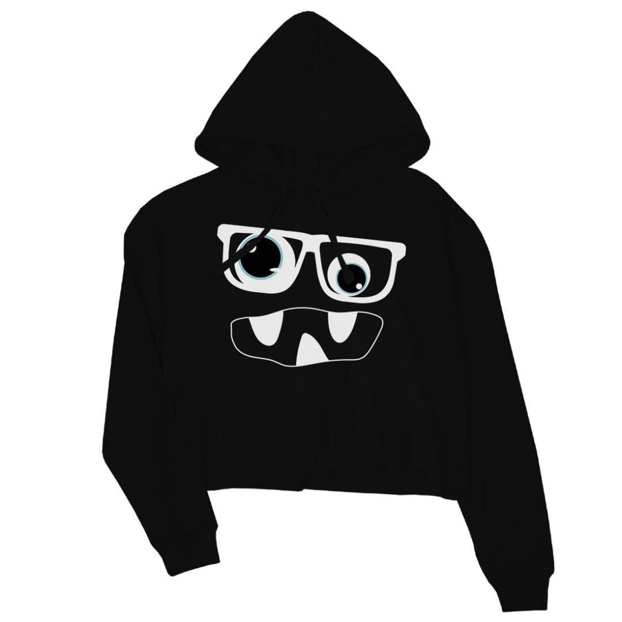 Monster With Glasses Womens Crop Hoodie