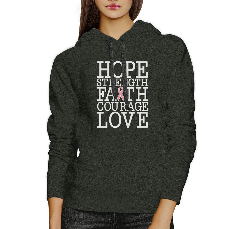 Hope Strength Faith Courage Love Breast Cancer Dark Grey Hoodie