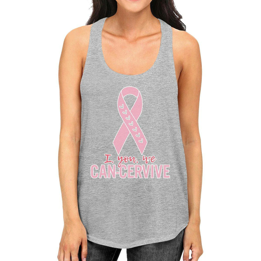 I You We Can-Cervive Breast Cancer Womens Grey Tank Top