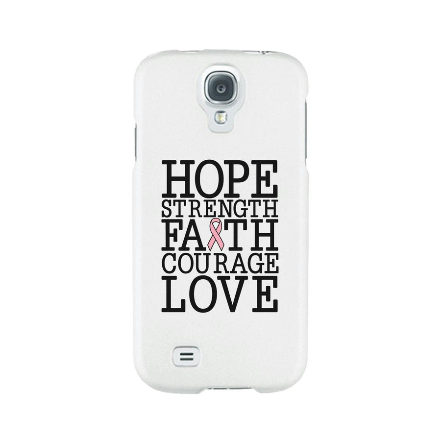 Hope Strength Faith Courage Love Breast Cancer White Phone Case