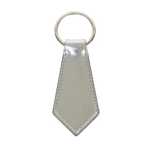 Metallic Leather Key Chain - Silver